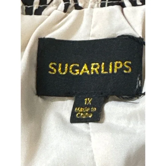 Sugar Lips Curve Womens 1X Shorts Black White Print Pom Pom Tie Waist Cotton - Picture 7 of 11